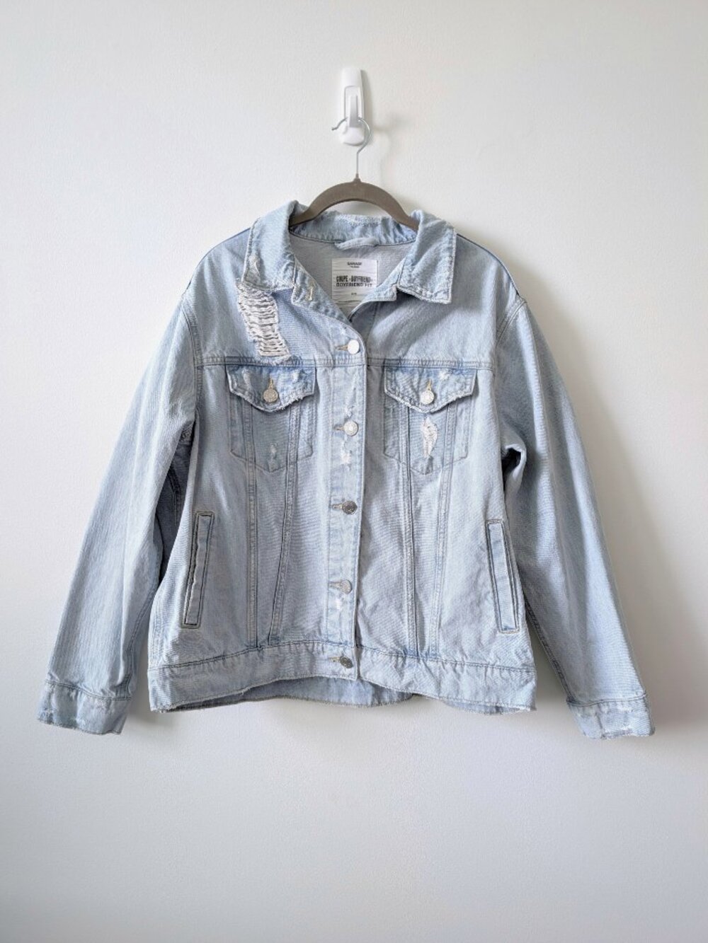 GARAGE RE.THINK Boyfriend Distressed Denim Jacket | Small